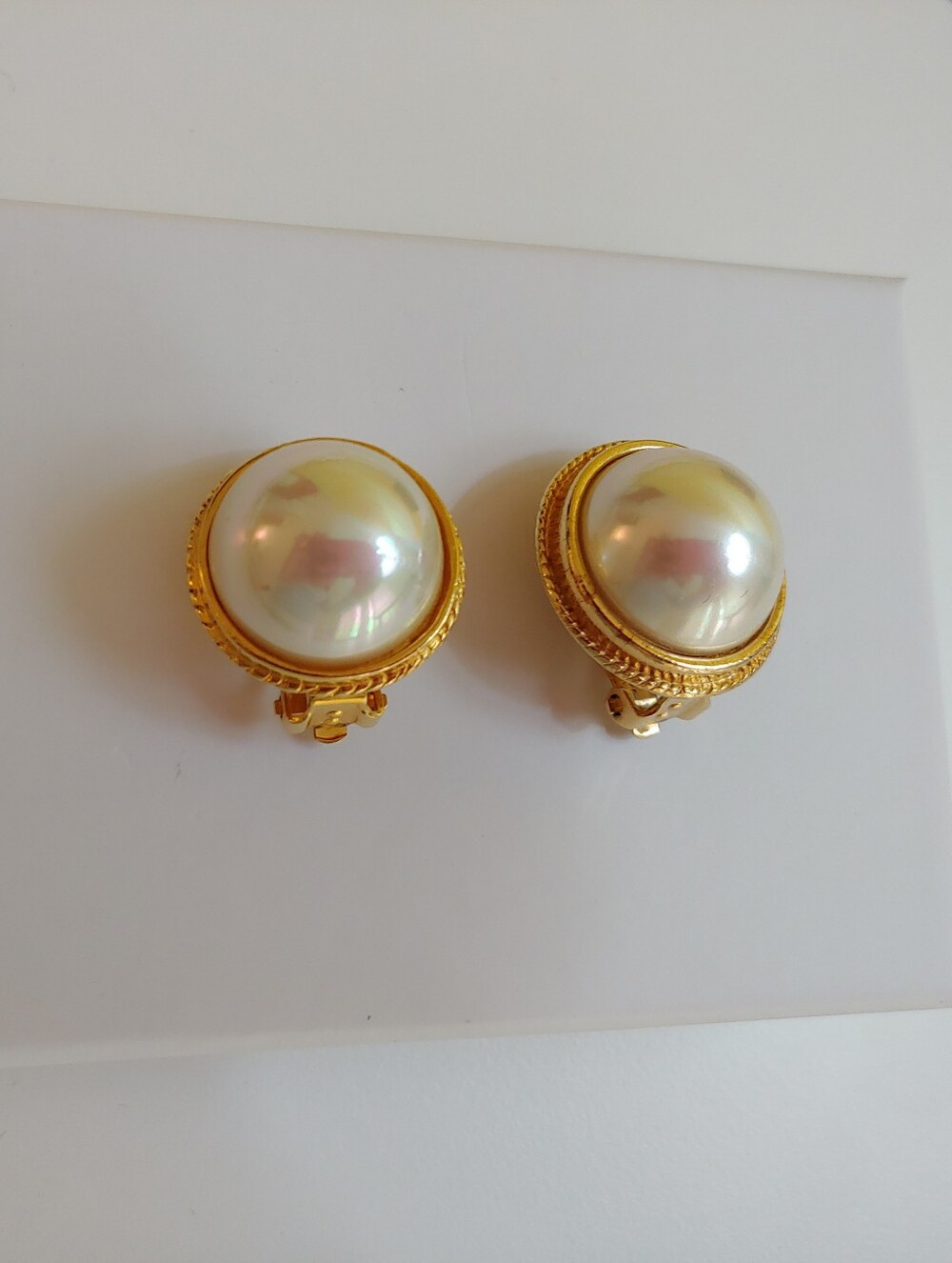 Carolee Gold-Tone Faux Pearl Dome Clip-On Earrings